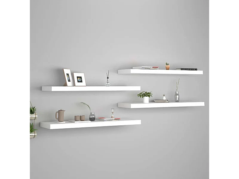 Estantes de pared flotantes 4 piezas blanco 90x23,5x3,8 cm MDF