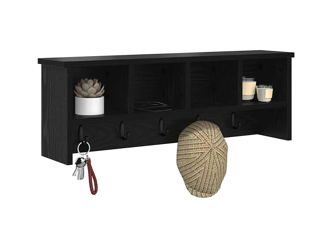 Appendiabiti da parete con ripiano Rovere nero 75 x 16 x 26 cm