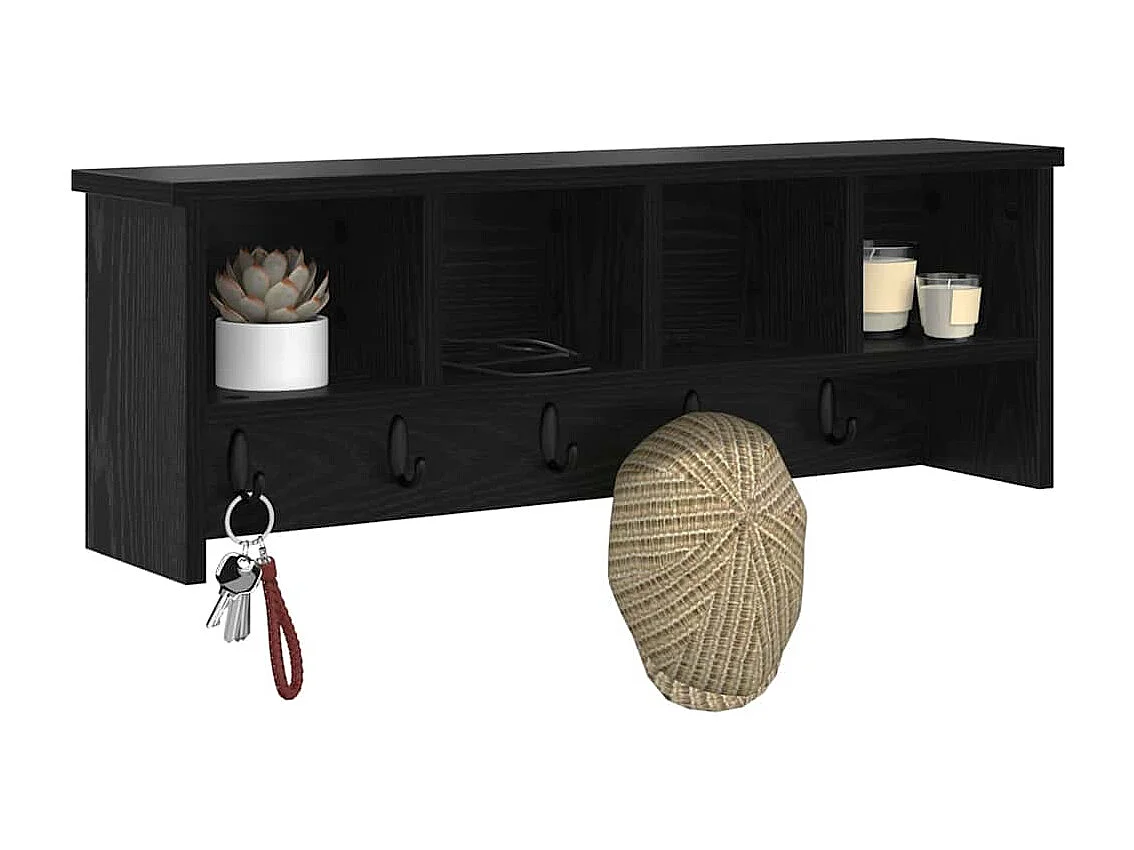 Wandkapstok met plank Zwart eiken 75 x 16 x 26 cm