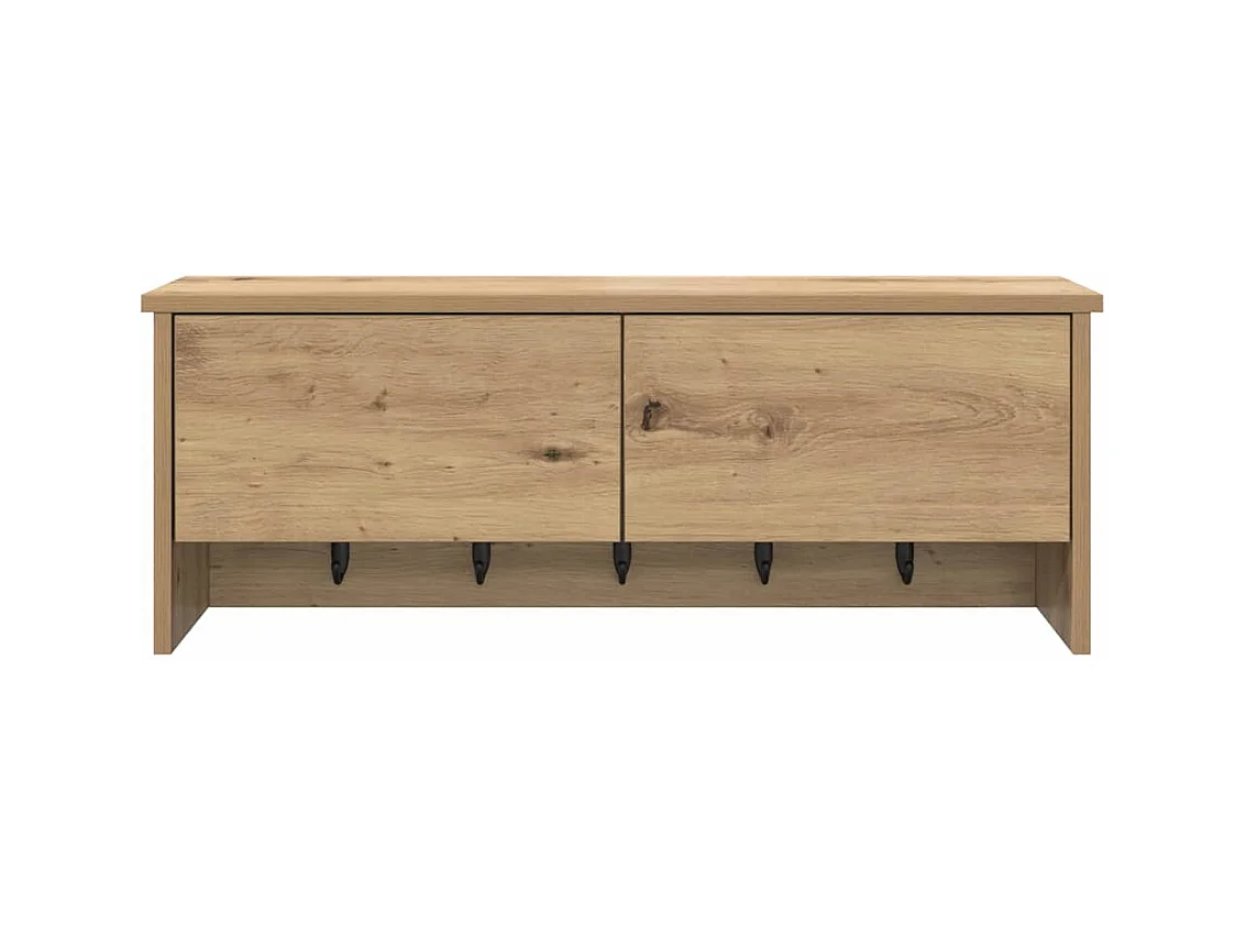 Wandkapstok met deur, handgemaakt eikenhout, 80 x 20 x 30 cm