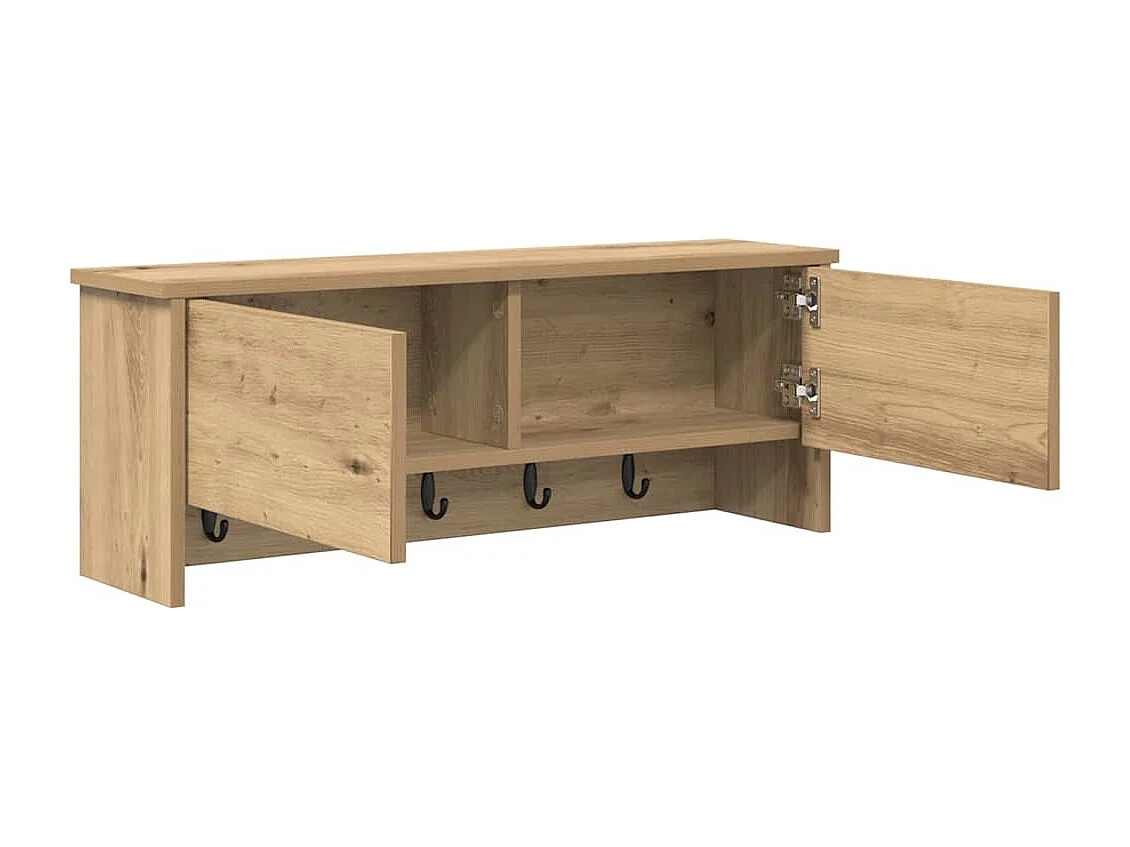 Porte-manteau mural avec porte chêne artisanal 80 x 20 x 30 cm