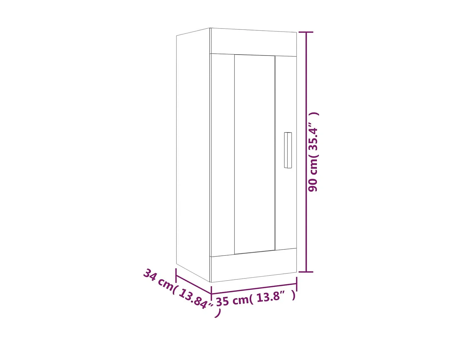 Mobiletto da parete Sonoma grigio 35x34x90 cm Legno ingegnerizzato