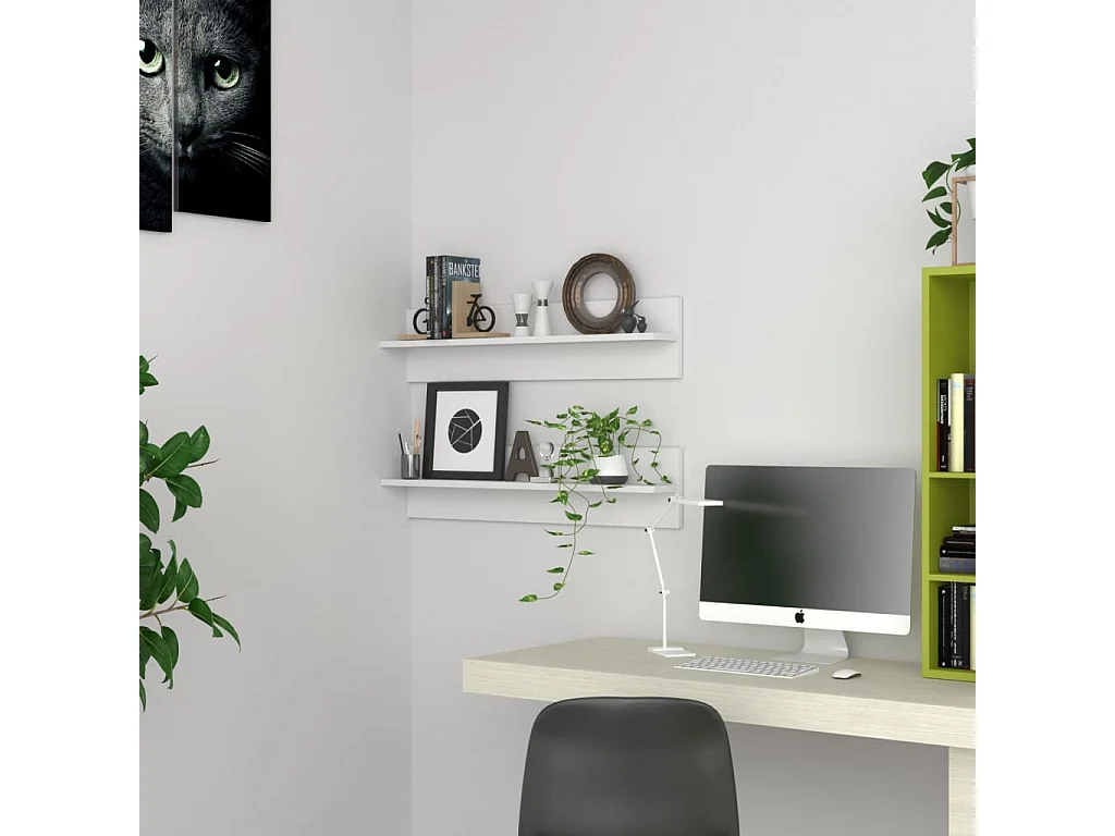 Estantes de pared 2 uds Blanco 80x11,5x18 cm madera de ingeniería