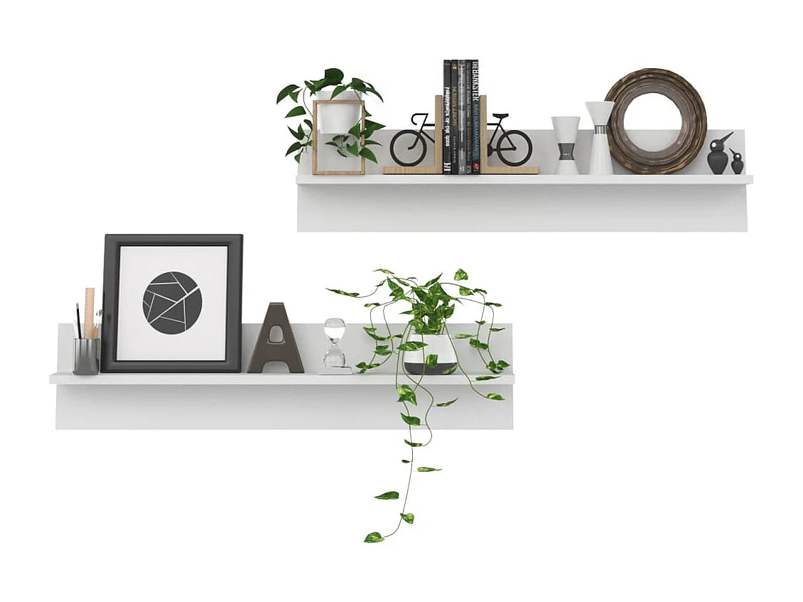 Estantes de pared 2 uds Blanco 80x11,5x18 cm madera de ingeniería