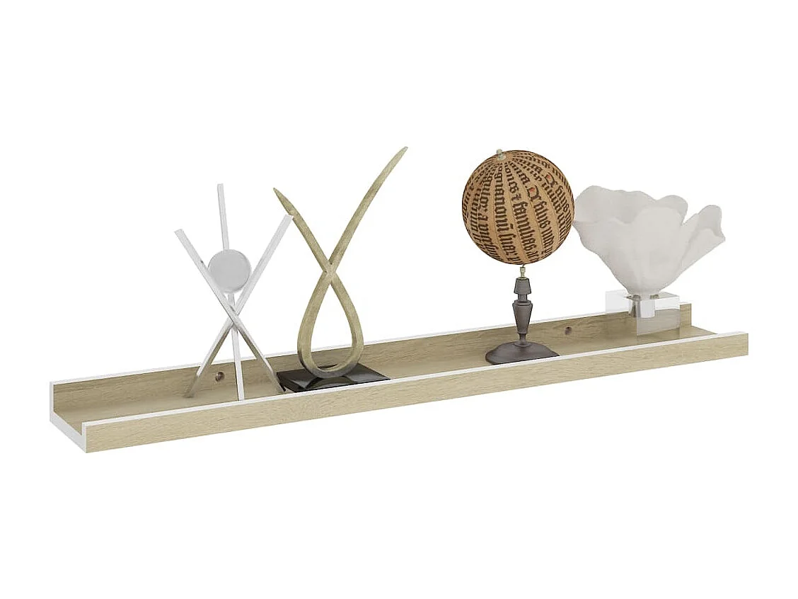 Wandplanken 2 stuks wit en sonoma eiken 60x9x3 cm