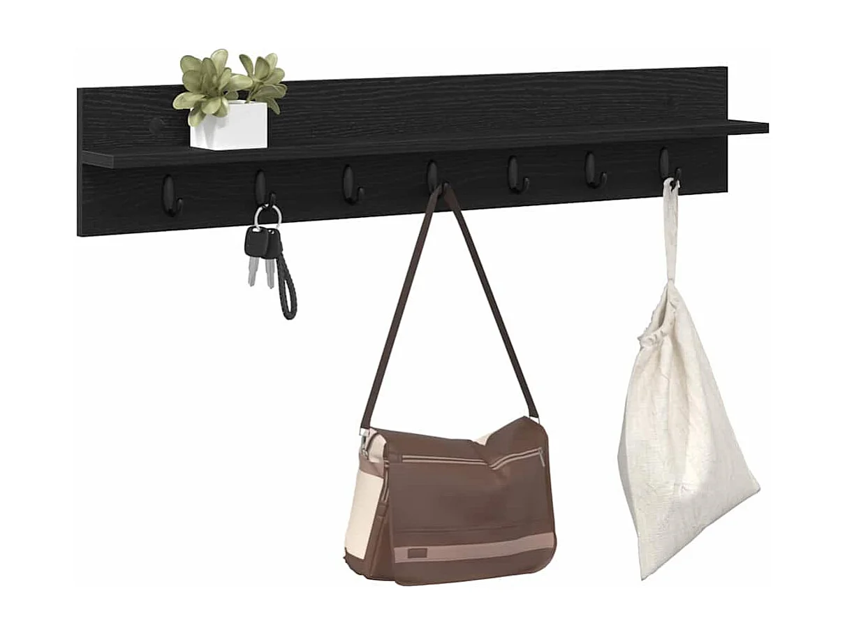 Perchero de pared con estante Roble negro 100 x 10,5 x 18 cm