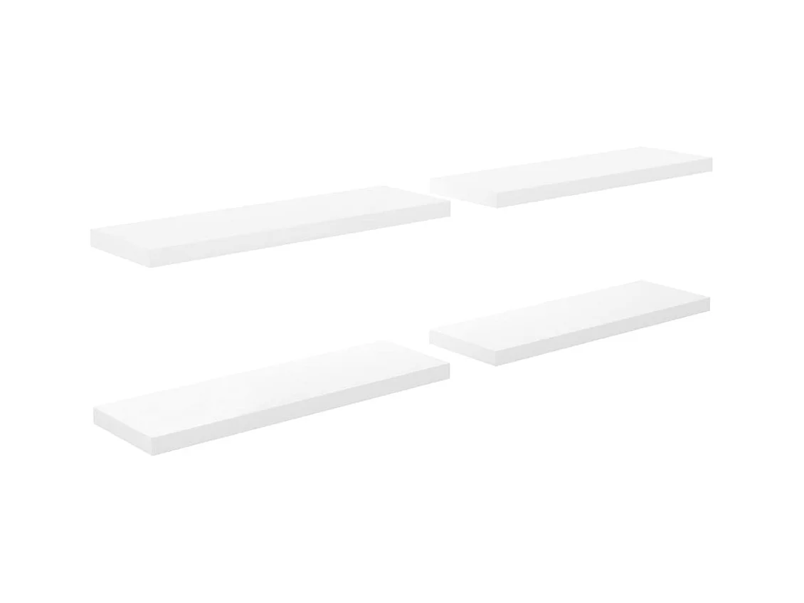 Estante flotante de pared 4 piezas blanco brillante 80x23,5x3,8cm MDF