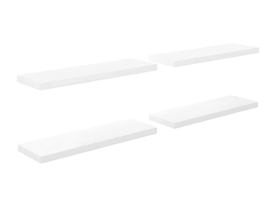 Estante flotante de pared 4 piezas blanco brillante 80x23,5x3,8cm MDF