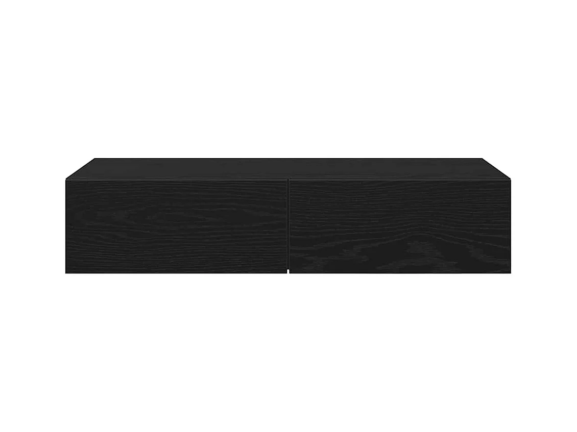 Wandplank met lades zwart 80x33x17 cm bewerkt hout