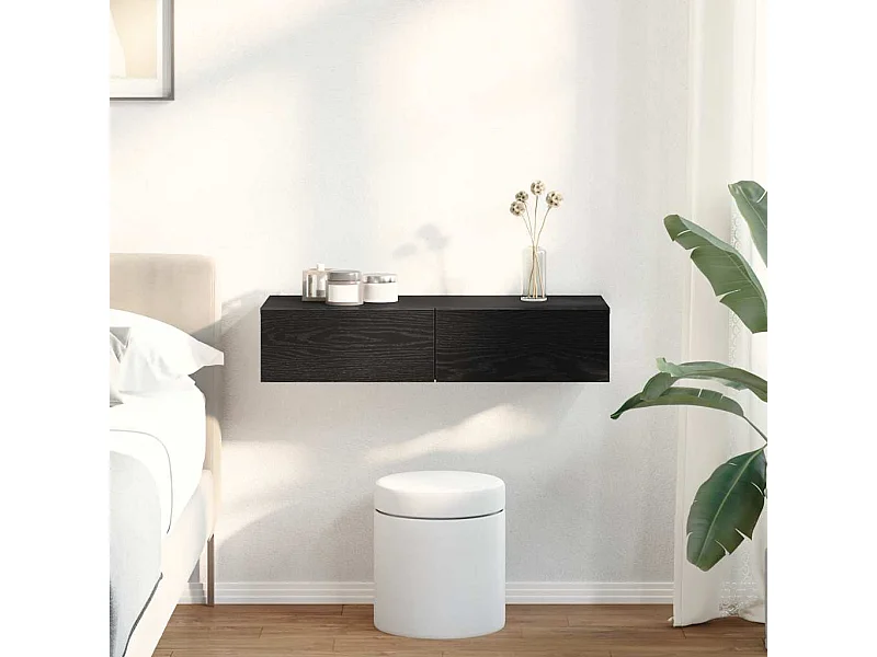 Mensola da parete con cassetti nera 80x33x17 cm in legno ingegnerizzato
