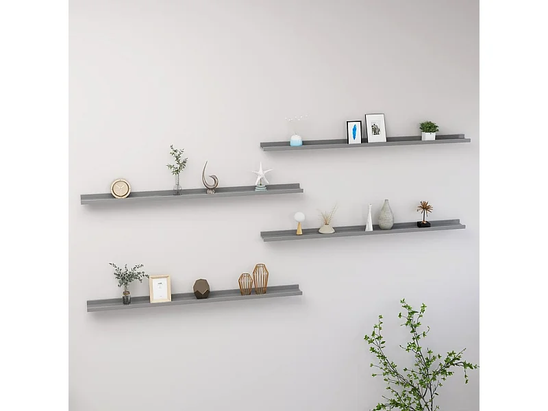 Estantes de pared 4 piezas Gris 115x9x3 cm