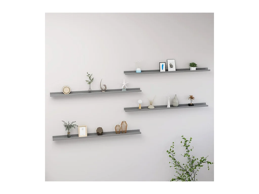 Mensole da parete 4 pezzi Grigio 115x9x3 cm