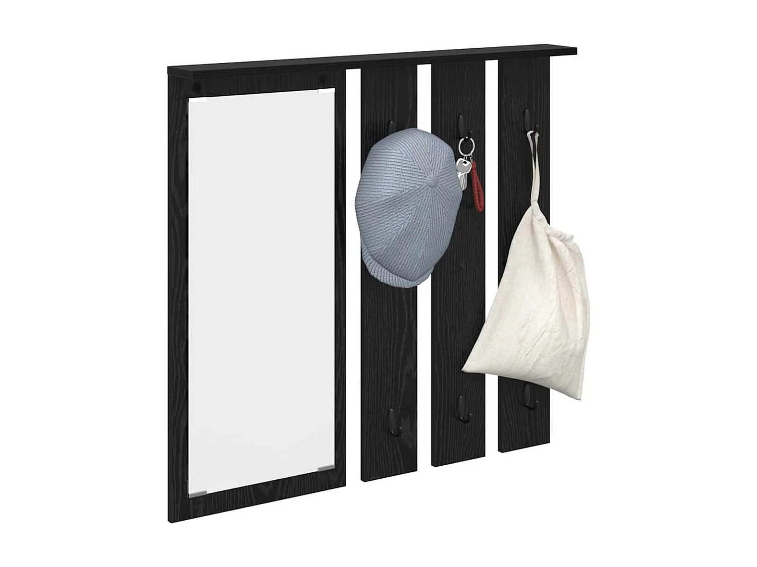 Appendiabiti da parete con ripiano Rovere nero 84 x 10 x 80 cm