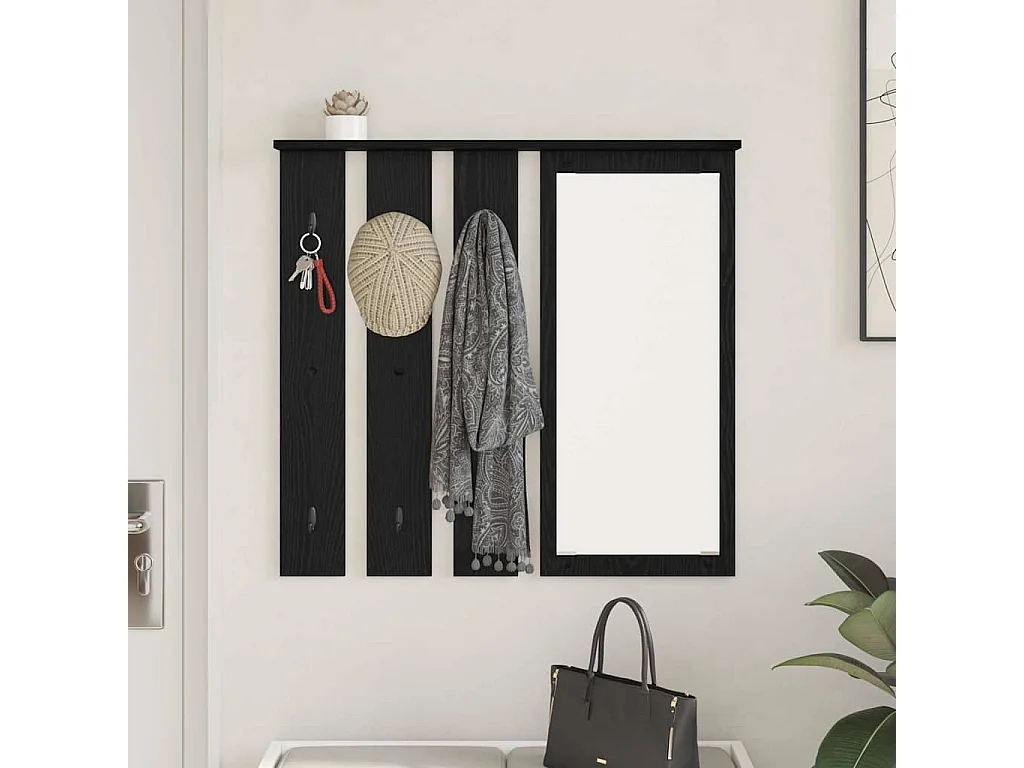 Appendiabiti da parete con ripiano Rovere nero 84 x 10 x 80 cm