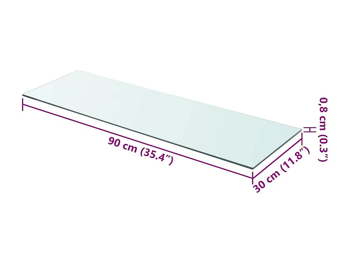 Panneaux d'étagère 2 pcs Verre Transparent 90 x 30 cm