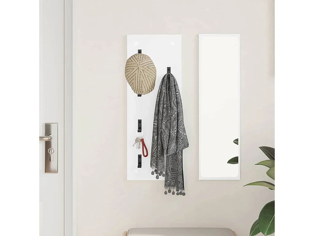 Perchero de pared Blanco 30 x 1,5 x 80 cm Madera de ingeniería