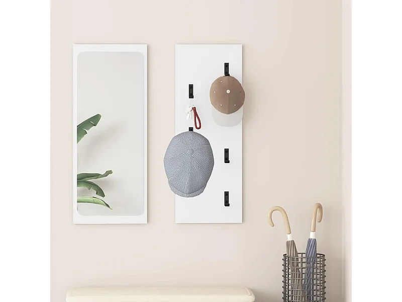 Porte-manteau mural Blanc 30 x 1.5 x 80 cm Bois d'ingénierie