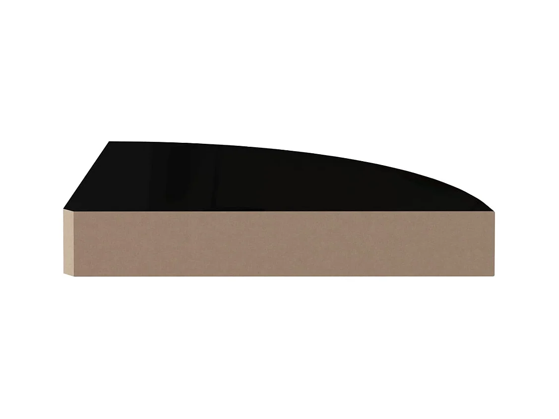 323889 Zwevende hoekplank hoogglans zwart 25x25x3,8 cm MDF