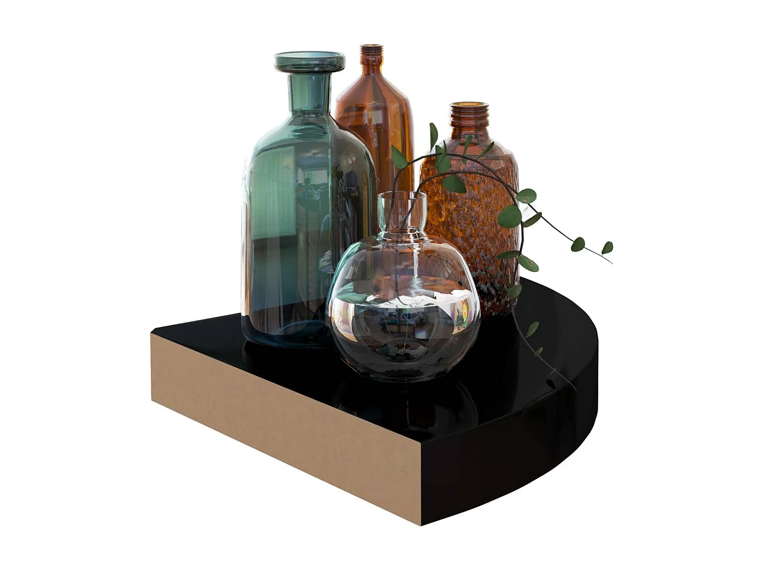 323889 Floating Corner Shelf High Gloss Black 25x25x3,8 cm MDF