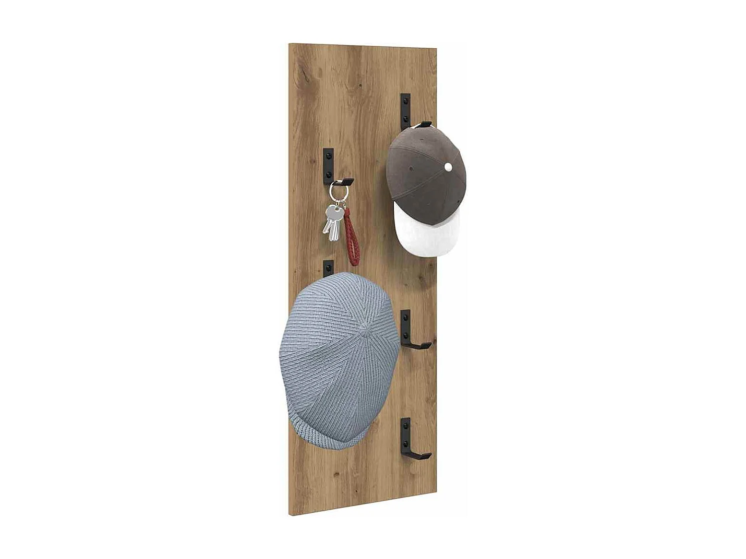 Porte-manteau mural chêne artisanal 30 x 1.5 x 80 cm