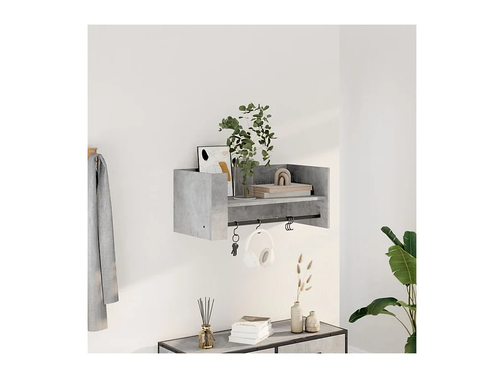 Estante de pared de hormigón gris 70,5x35x30,5 cm madera de ingeniería