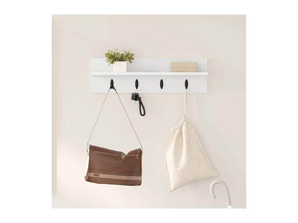 Porte-manteau mural Blanc 60 x 10.5 x 18 cm Bois d'ingénierie