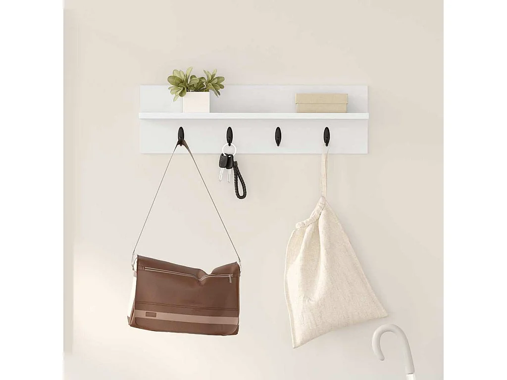 Perchero de pared Blanco 60 x 10,5 x 18 cm Madera de ingeniería