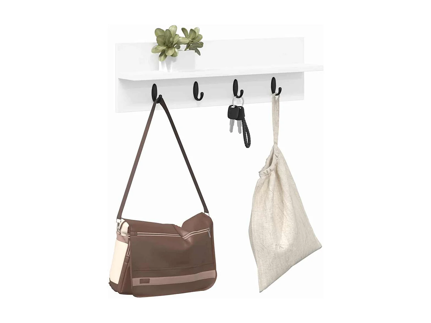 Perchero de pared Blanco 60 x 10,5 x 18 cm Madera de ingeniería