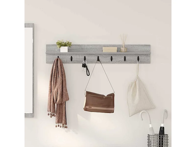 Sonoma wandkapstok met plank, grijs, 100 x 10,5 x 18 cm