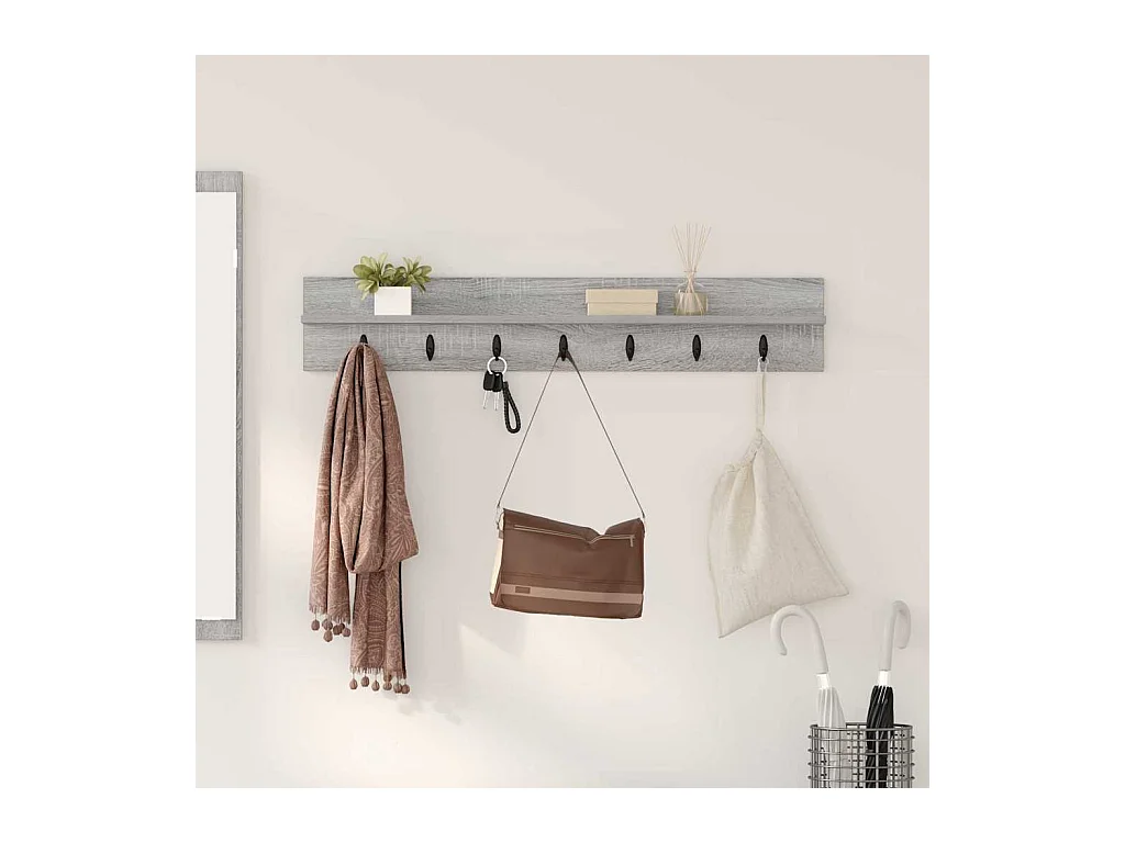 Porte-manteau mural avec étagère Sonoma gris 100 x 10.5 x 18 cm