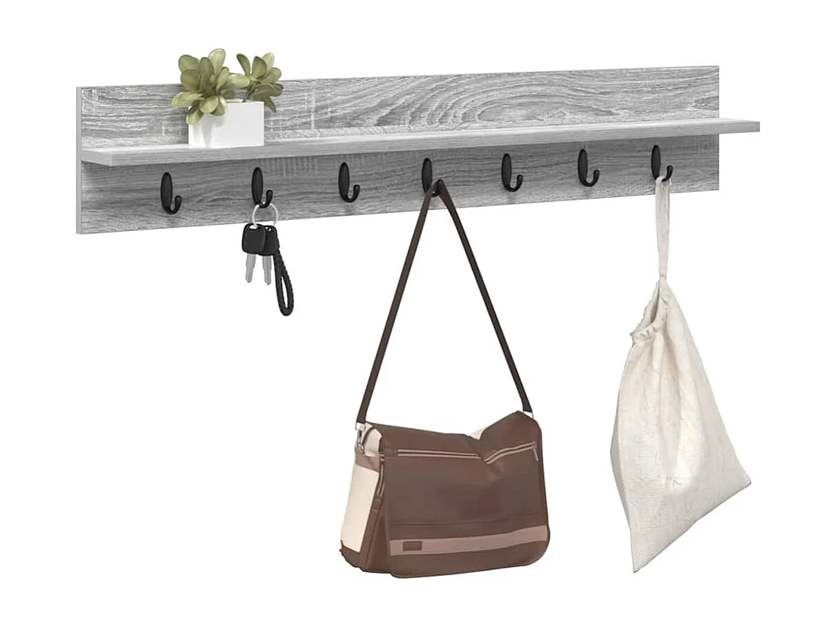 Porte-manteau mural avec étagère Sonoma gris 100 x 10.5 x 18 cm