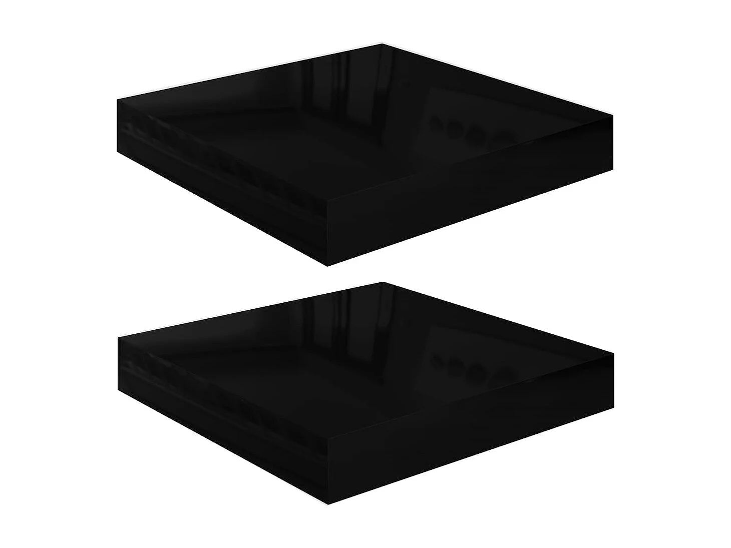 Étagère murale flottante 2 pcs Noir brillant 23x23,5x3,8 cm MDF