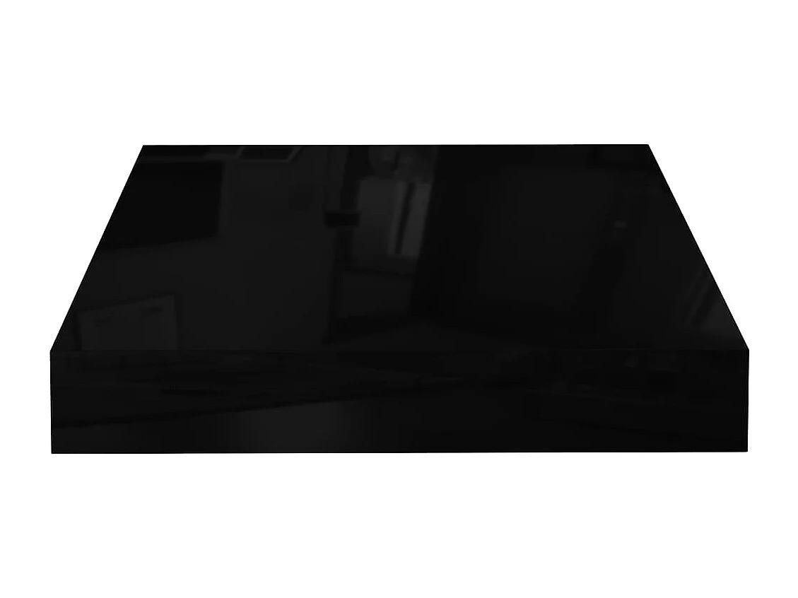 Étagère murale flottante 2 pcs Noir brillant 23x23,5x3,8 cm MDF