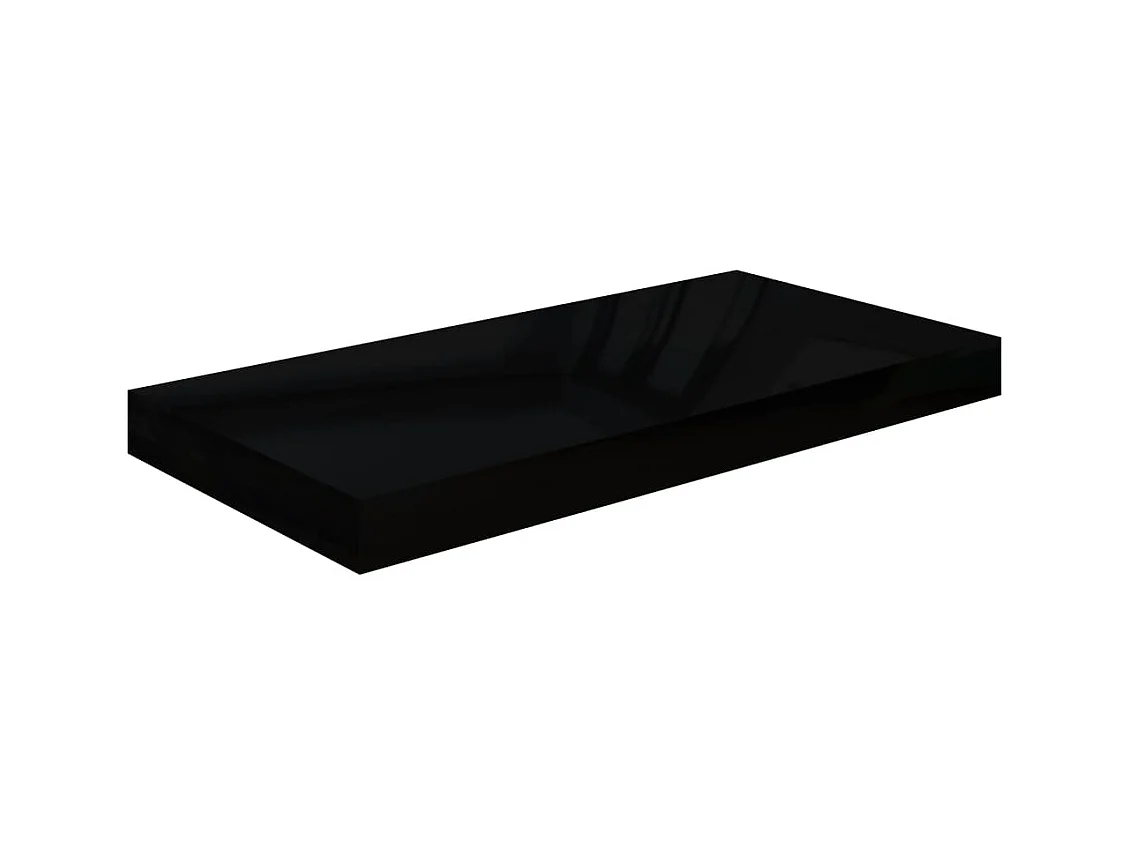 Étagère murale flottante Noir brillant 50x23x3,8 cm MDF