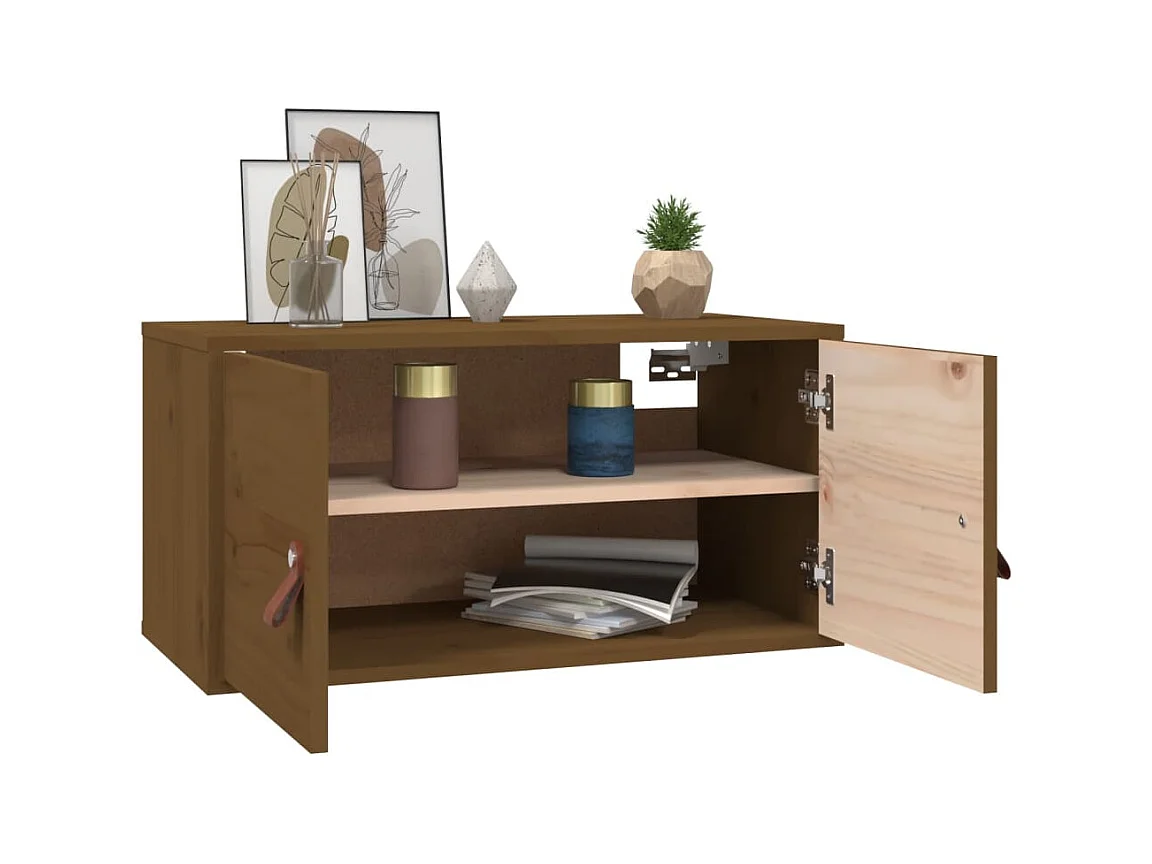 armarios de pared marrón miel 60x30x30cm madera maciza de pino