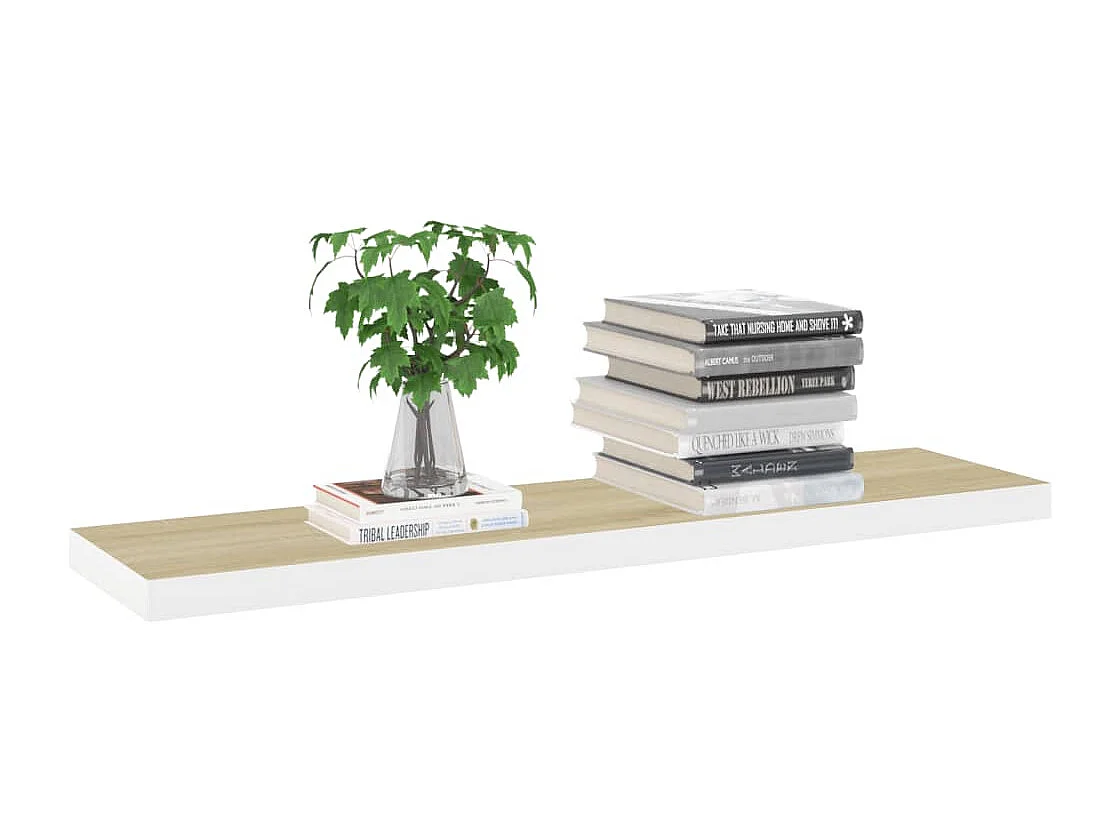 Estante flotante de pared Roble y blanco 90x23,5x3,8 cm MDF
