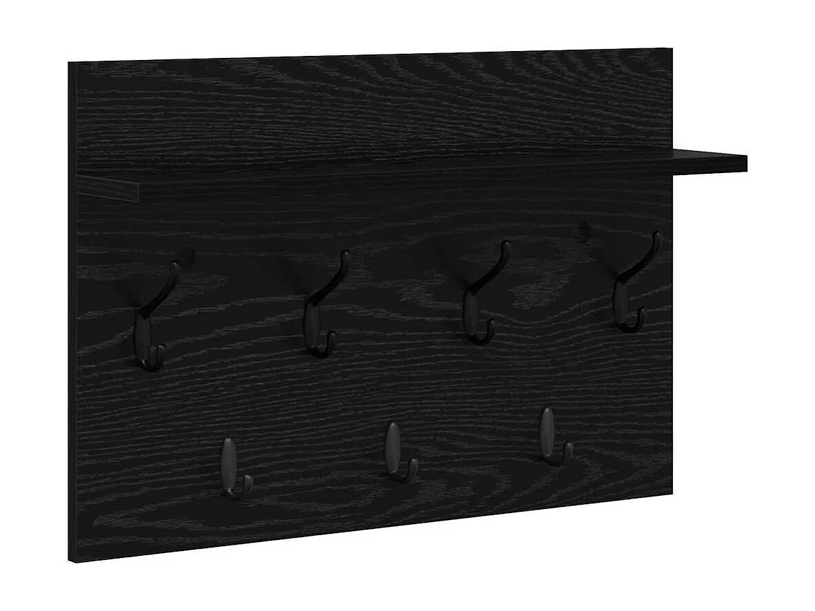 Porte-manteau mural avec étagère Chêne noir 60 x 40 x 12 cm