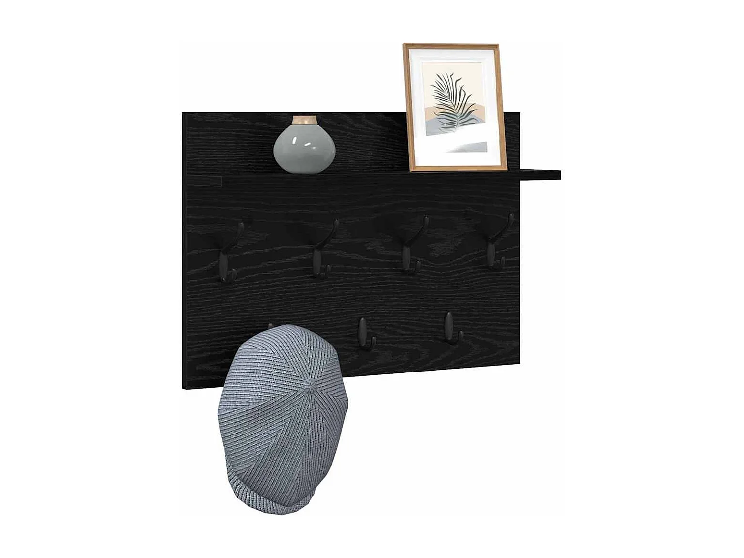 Porte-manteau mural avec étagère Chêne noir 60 x 40 x 12 cm