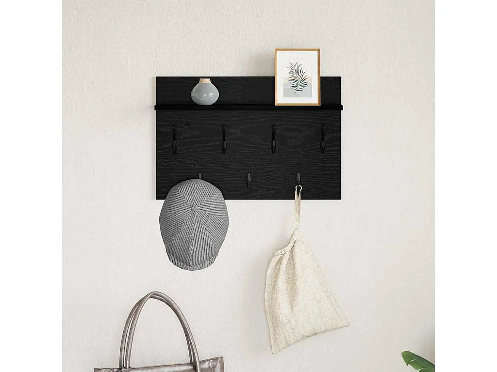 Porte-manteau mural avec étagère Chêne noir 60 x 40 x 12 cm