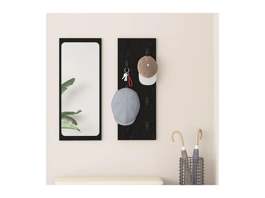 Porte-manteau mural Montage mural Chêne noir 30 x 1.5 x 80 cm
