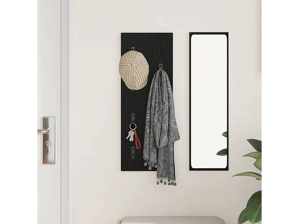 Porte-manteau mural Montage mural Chêne noir 30 x 1.5 x 80 cm