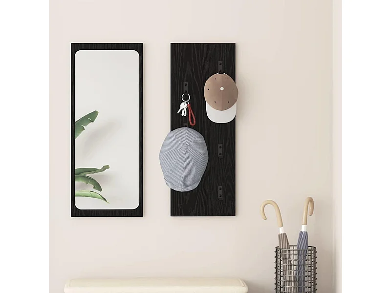 Porte-manteau mural Montage mural Chêne noir 30 x 1.5 x 80 cm