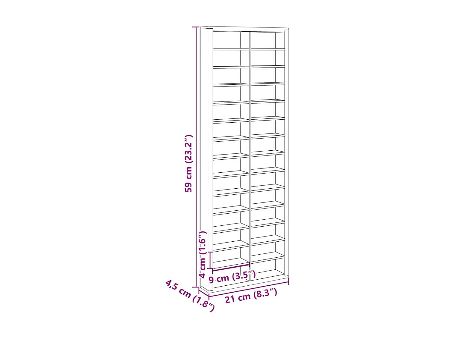 Vitrine Braun 21 x 4,5 x 59 cm Holzwerkstoff