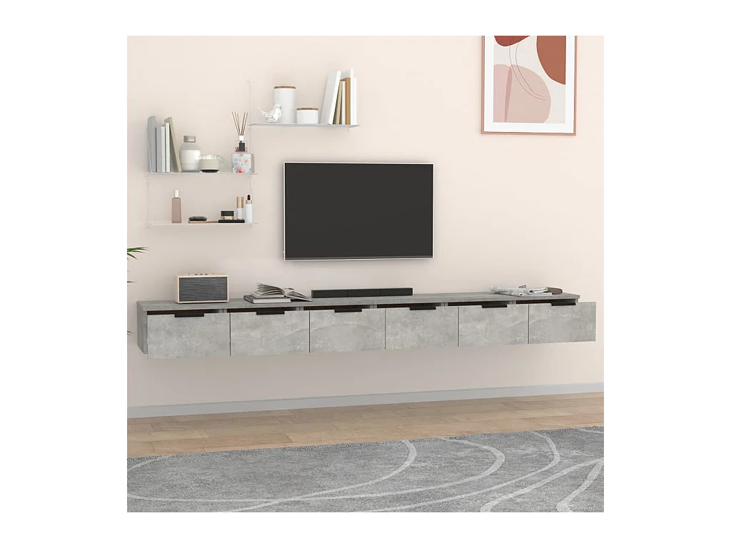 Armoires murales 2 pcs Gris béton 102x30x20cm Bois d'ingénierie