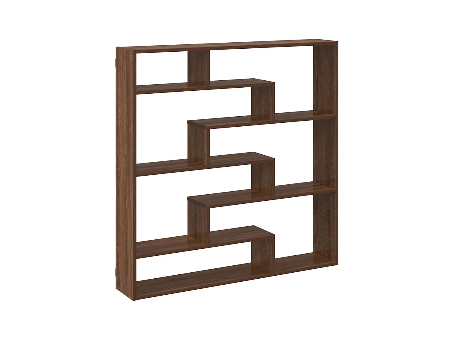 Mensola a cubo da parete a 7 scomparti in rovere marrone