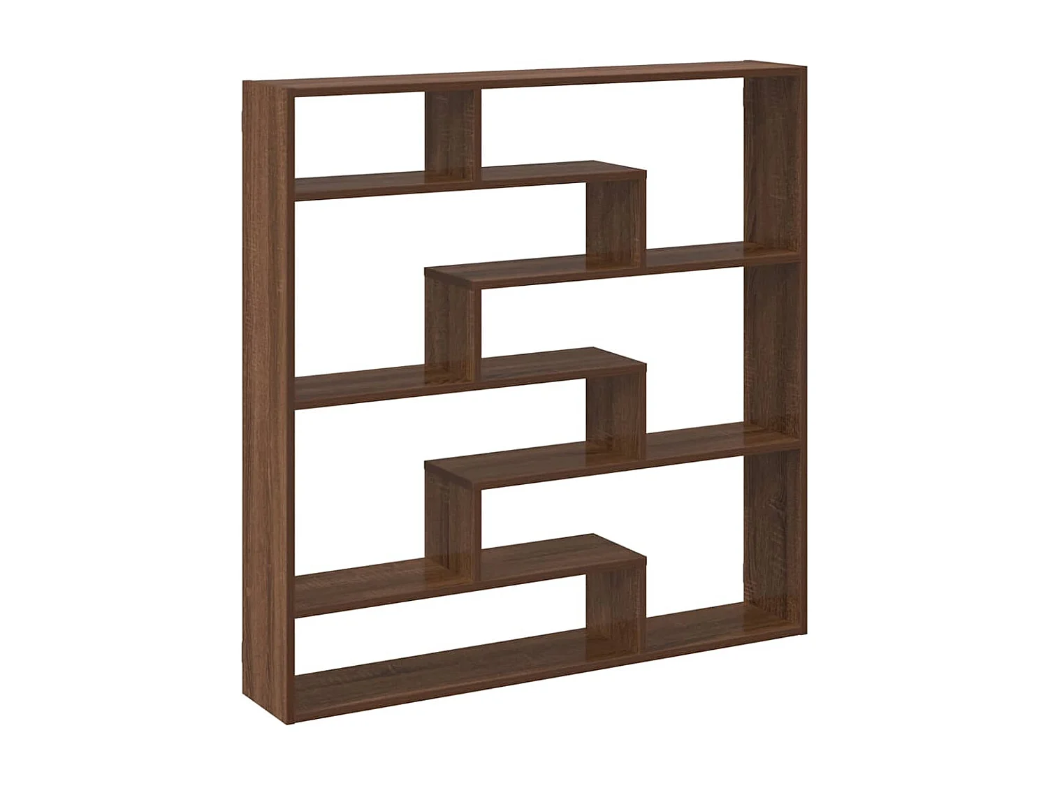 Wandkubusplank met 7 vakken in bruin eikenhout