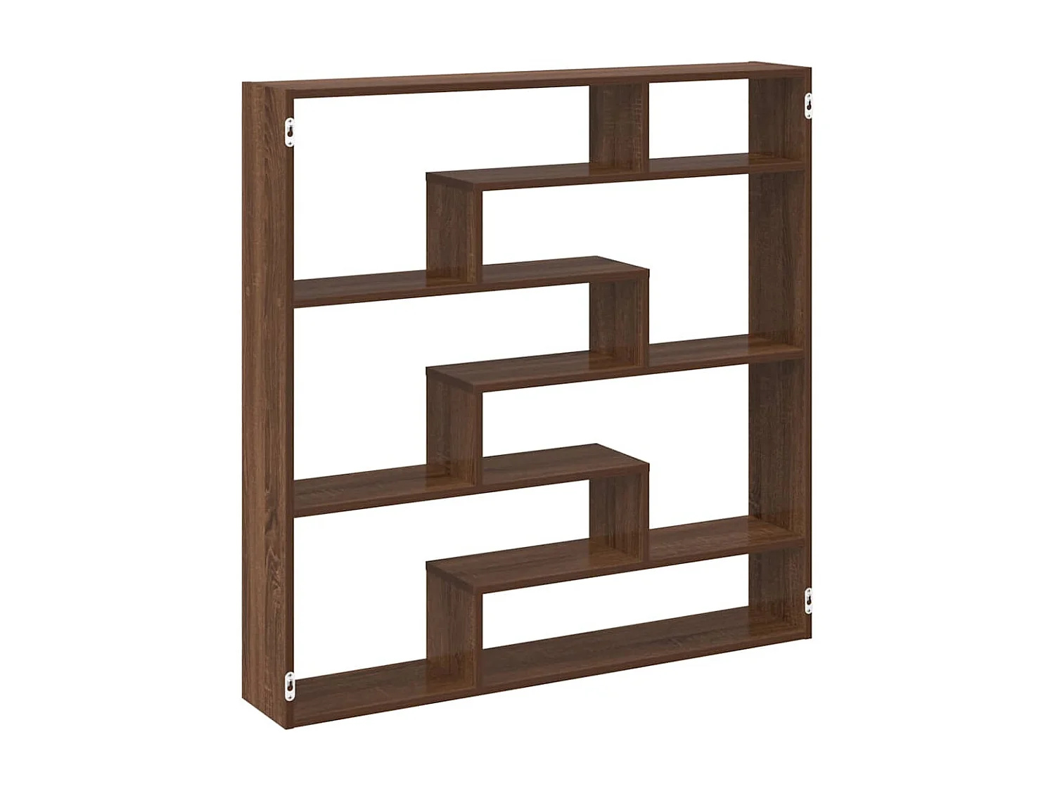 Wandkubusplank met 7 vakken in bruin eikenhout