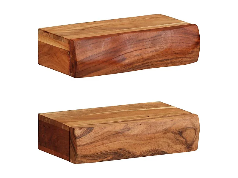 Estantes de pared 2 uds 30x17x8 cm madera maciza de acacia
