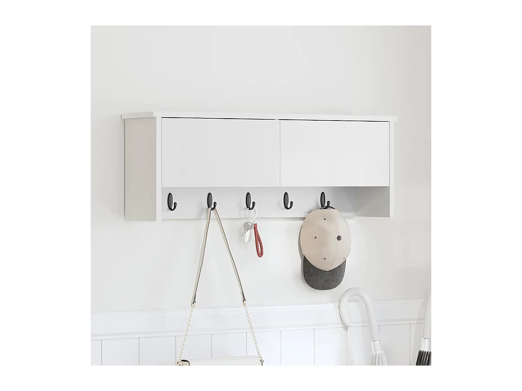 Porte-manteau mural Blanc 80 x 20 x 30 cm Bois d'ingénierie