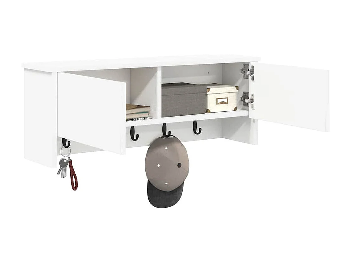 Porte-manteau mural Blanc 80 x 20 x 30 cm Bois d'ingénierie